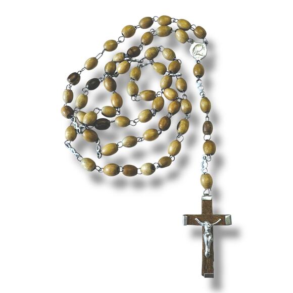 Jerusalem Rosary Beads  Olive Wood Prayer Beads  Holy Land Religious Collectible - Picture 1 of 6